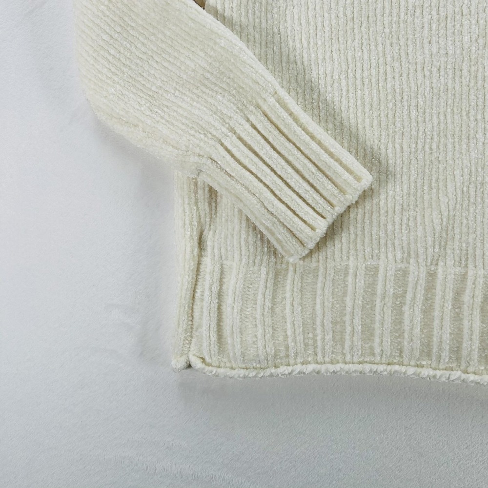 Christian Siriano Sweater Womens Small White Ribbed Knit Crewneck Pullover Soft - Picture 14 of 16